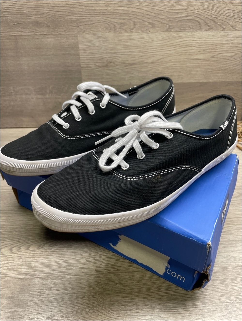 Keds Black Canvas Sneakers with White Laces